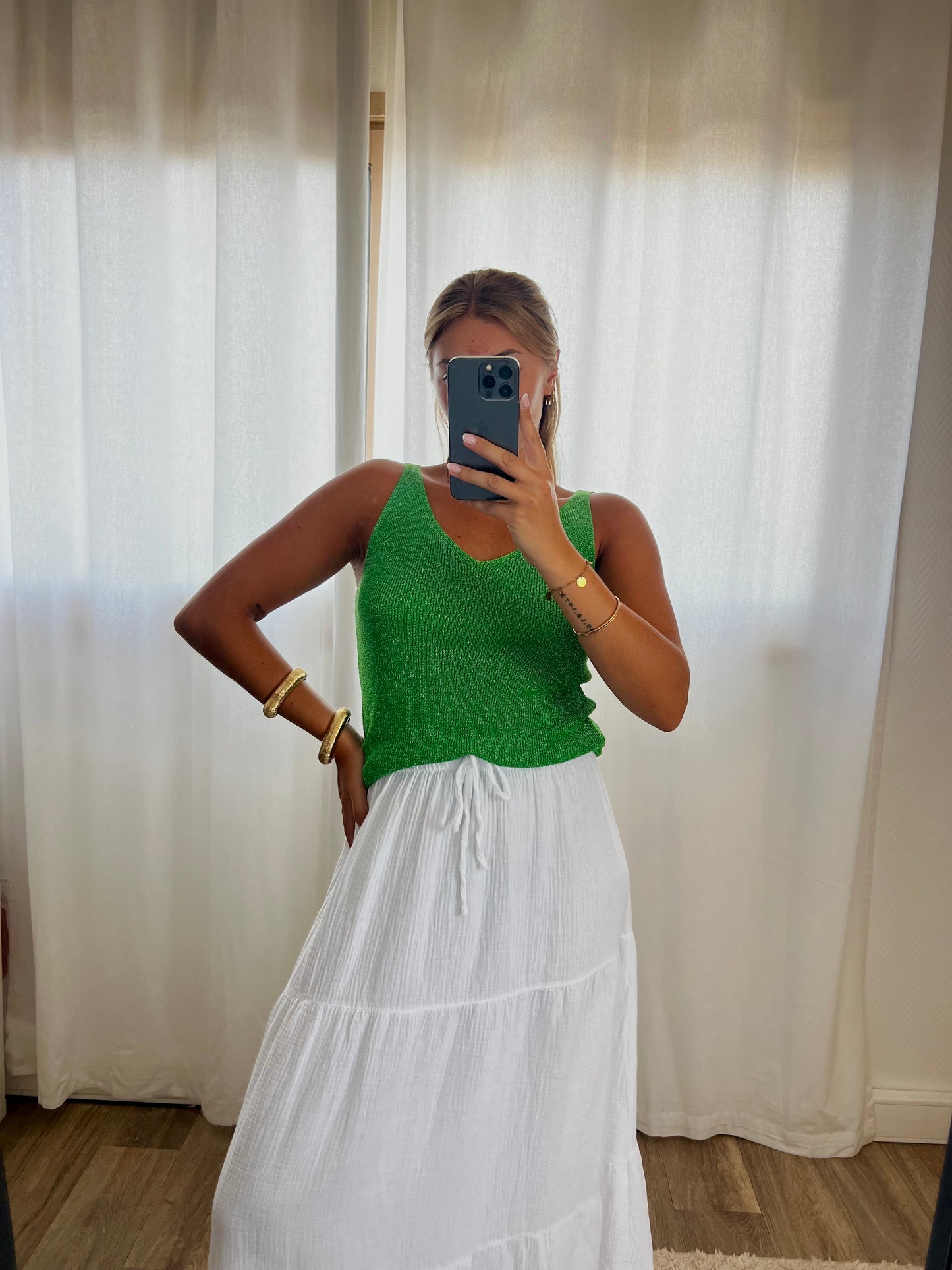 Débardeur paillette vert