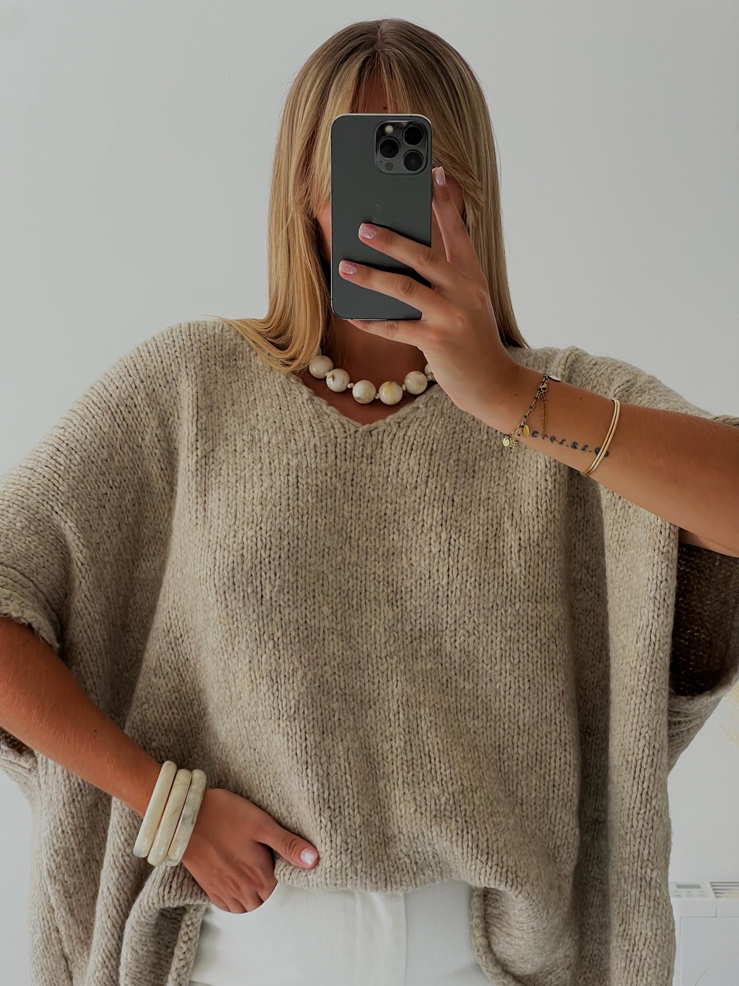 Collier perles ivoire