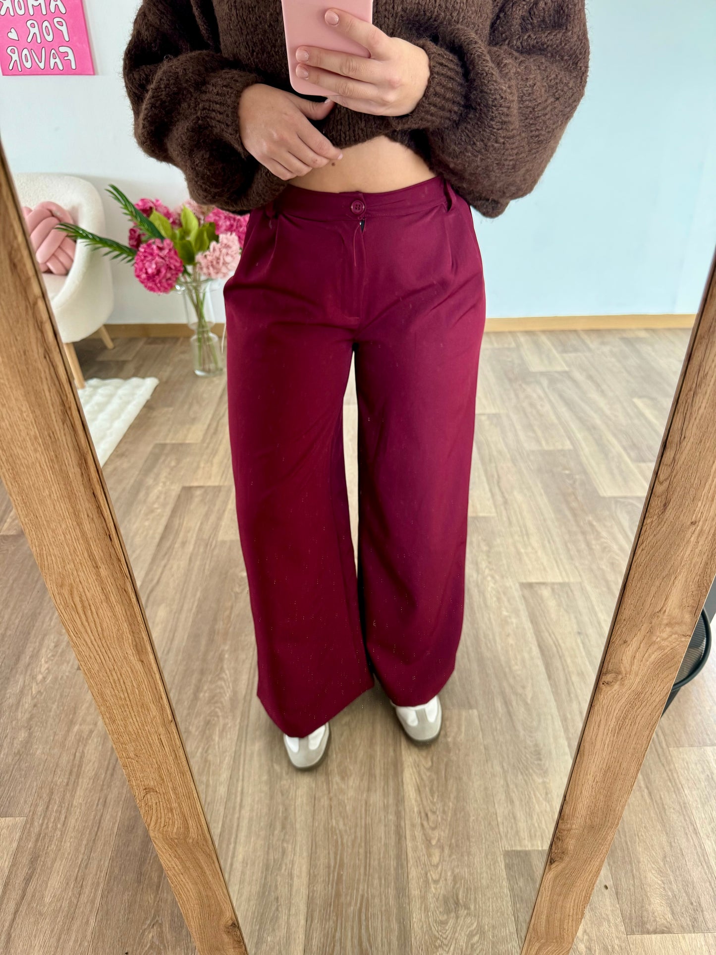 Pantalon pince bordeaux