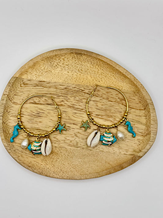 Boucles créoles bleue