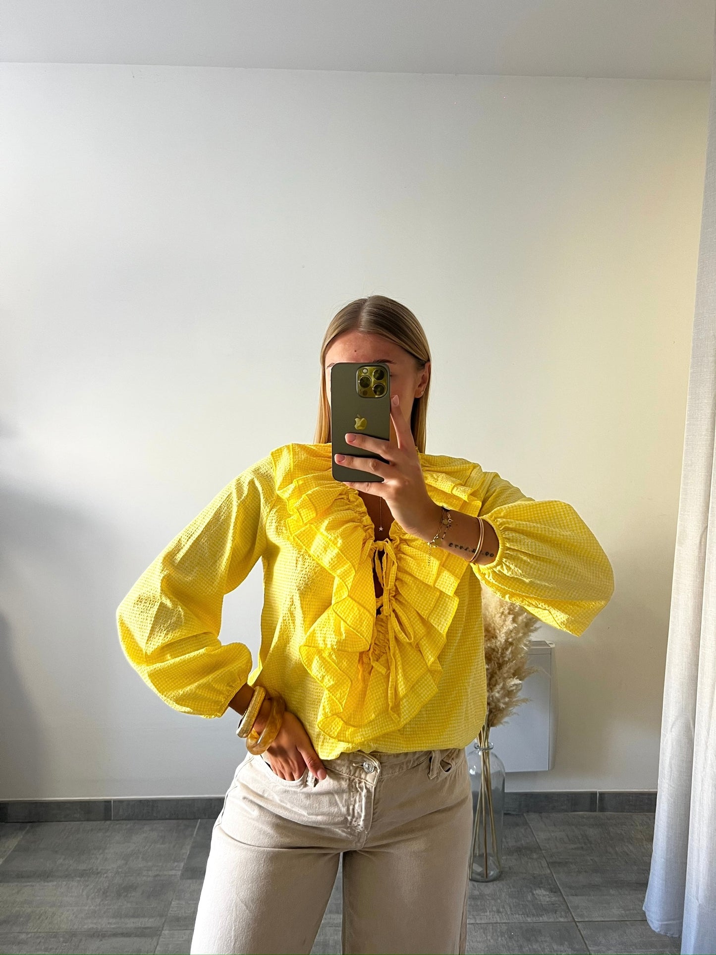 Chemise Andrea Vichy jaune