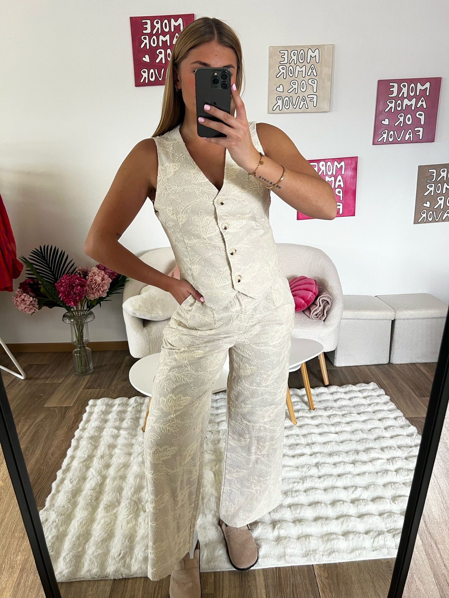 Ensemble beige en lin