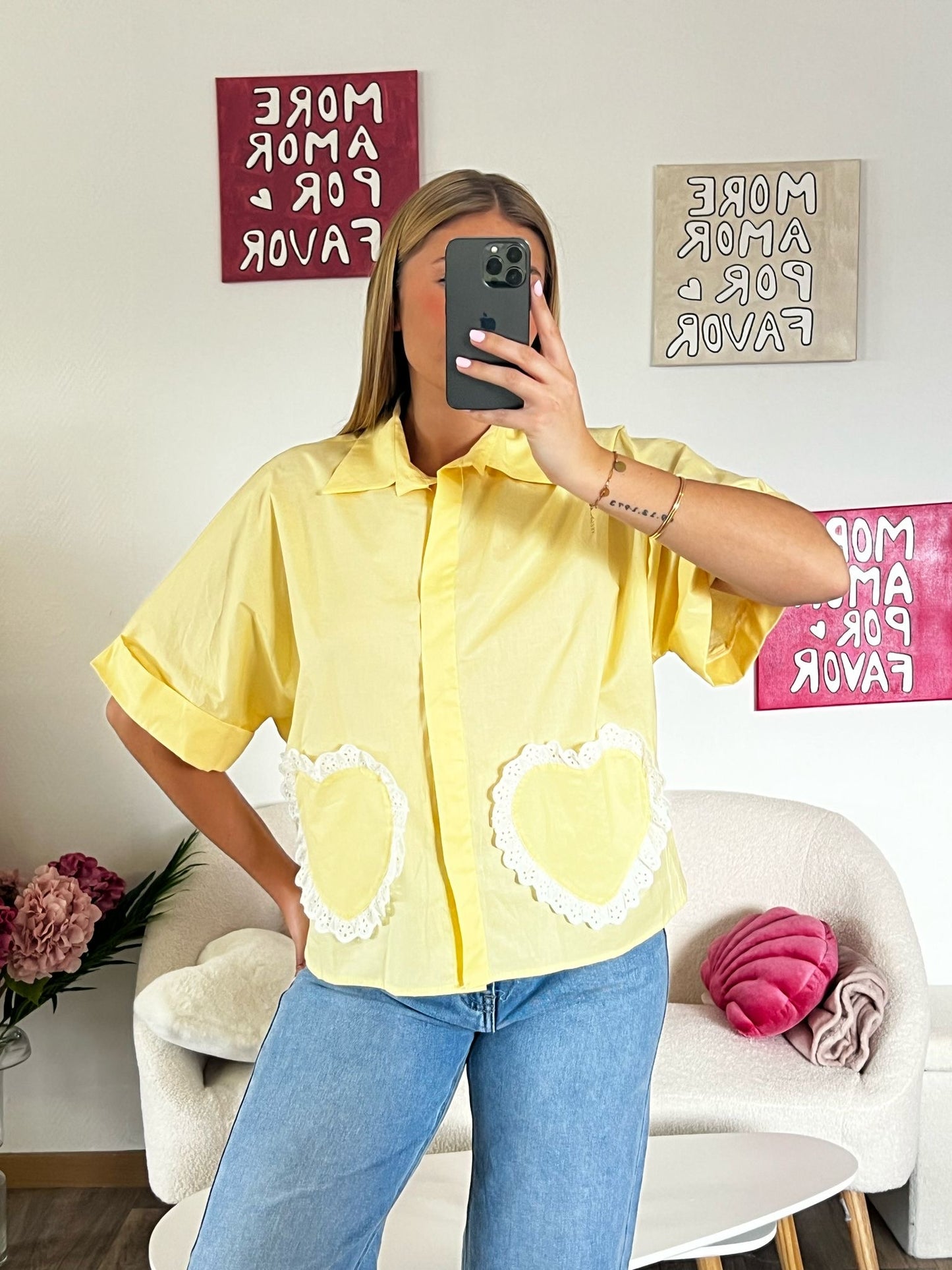 Blouse cœur jaune