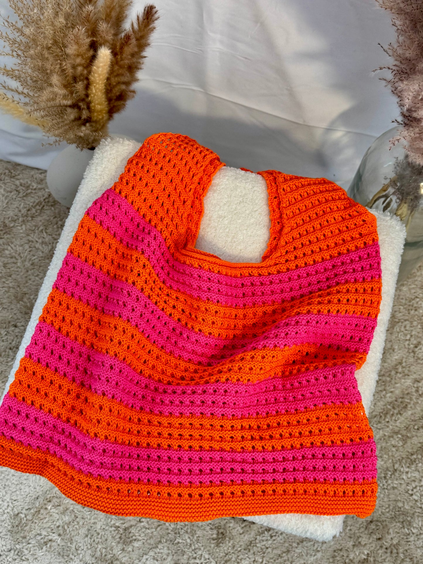 Sac tricot rose et orange