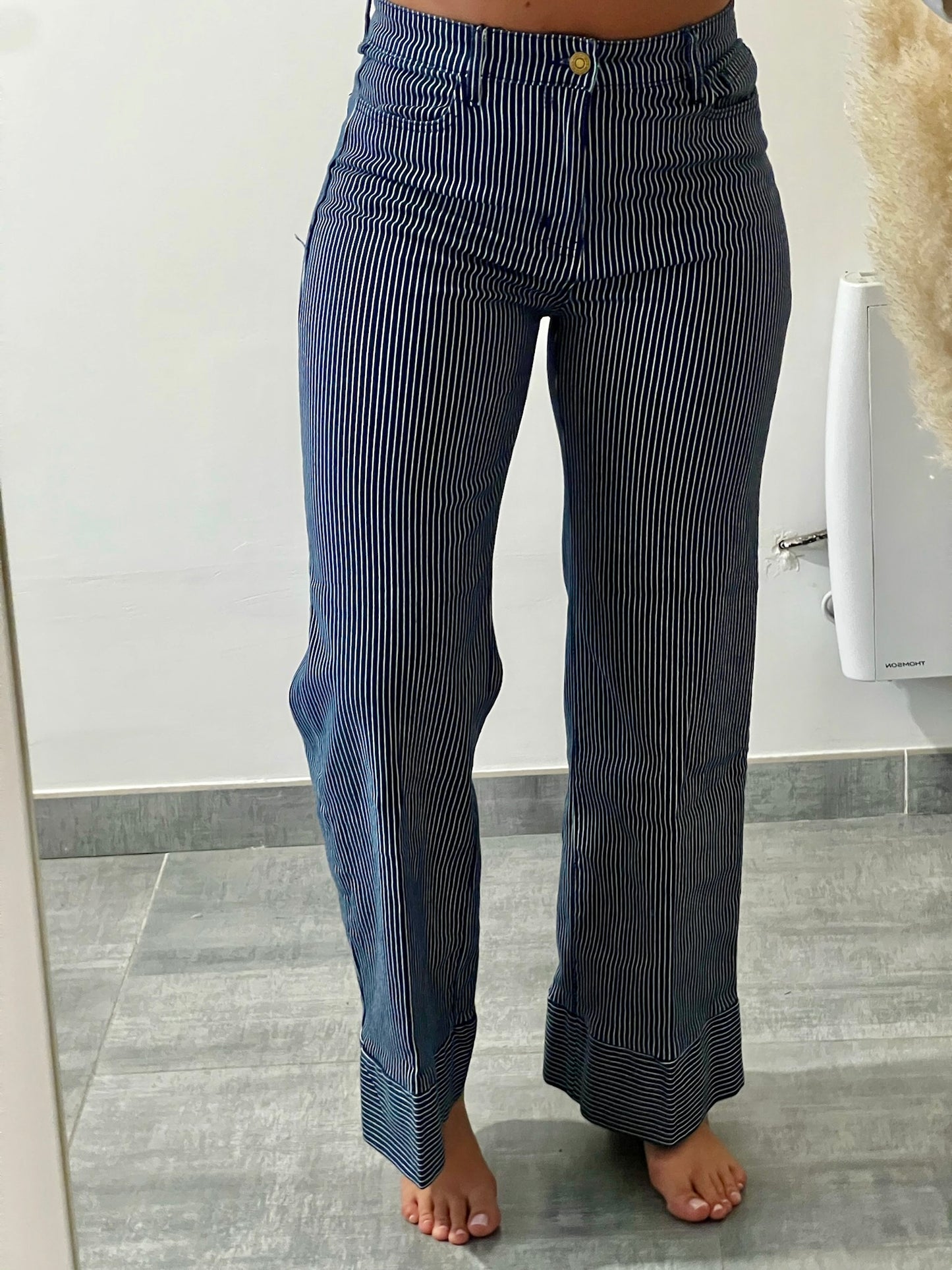Pantalon rayé bleu