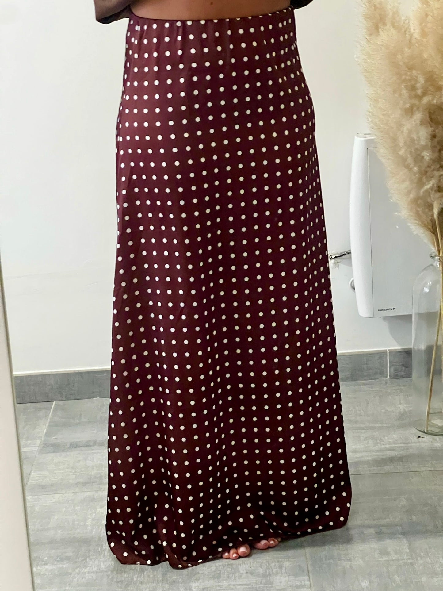 Jupe à pois marron