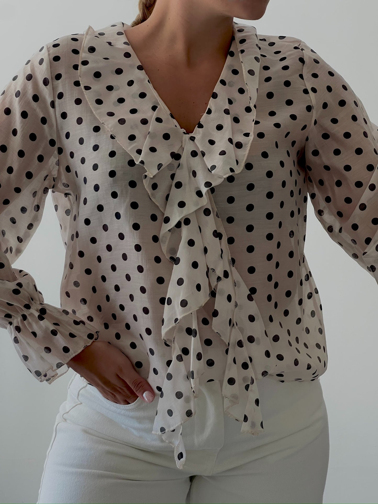 Blouse à pois blanche