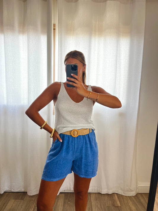 Débardeur paillette écru