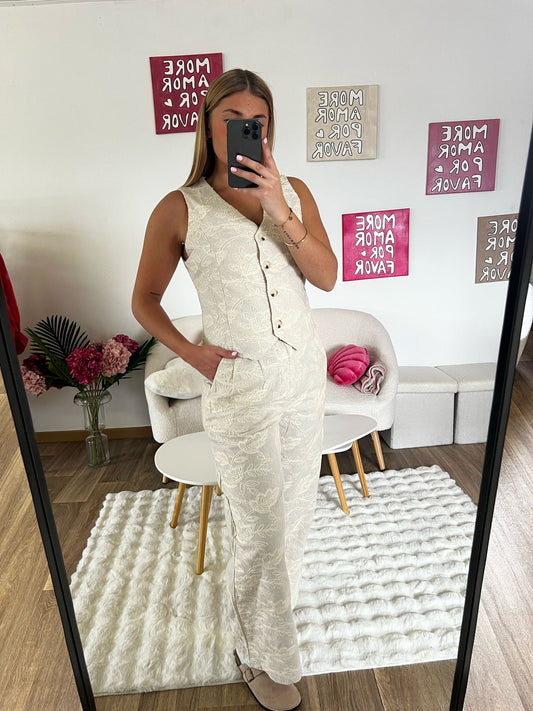 Ensemble beige en lin